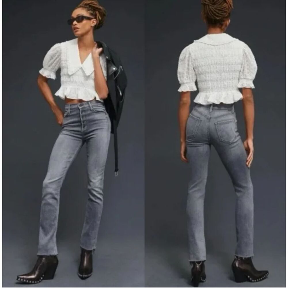 Mother The Pixie Dazzler Ankle Fray Digging up Dirt Gray Button Fly 25